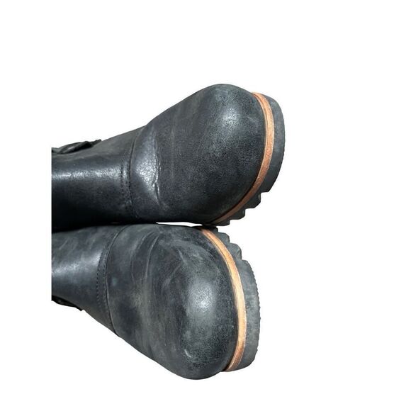 Sorel Addington Leather Strappy Back Block Heel Booties Women's Size 8 Black - Picture 14 of 14
